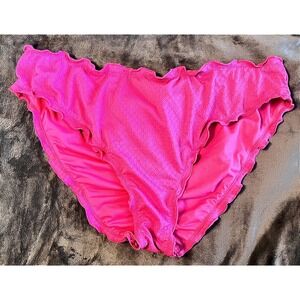 Power 2 The Flower Hot Pink Textured Lettuce Edge Bikini Bottoms‎ 3X NEW
